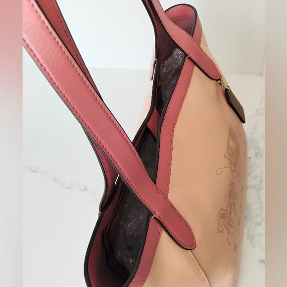 Coach Horse & Carriage Tote - LIKE NEW Tan and Salmon Pink (MSRP $398) - Picture 16 of 16
